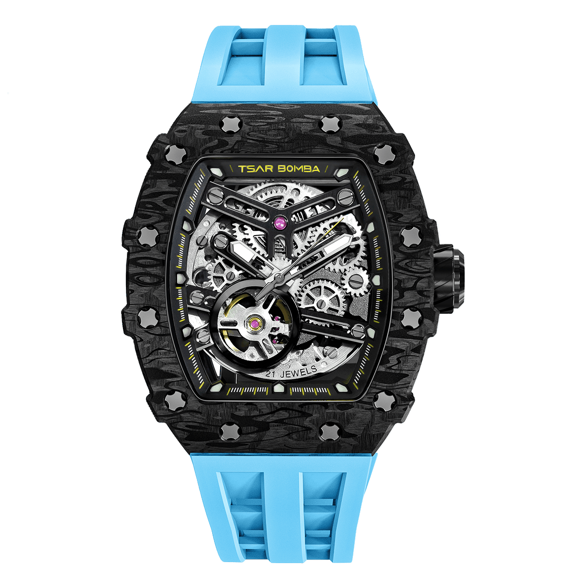 Tsar Bomba Elemental Carbon 43mm Black Skeleton Dial Men's Watch TB8208CF-41