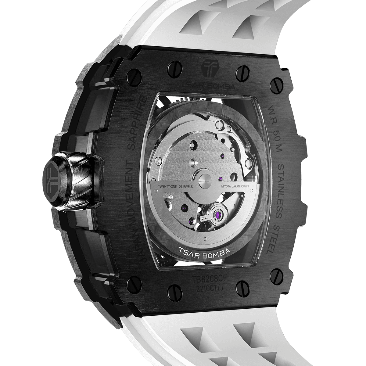 Tsar Bomba Elemental Carbon 43mm Black Skeleton Dial Men's Watch TB8208CF-40