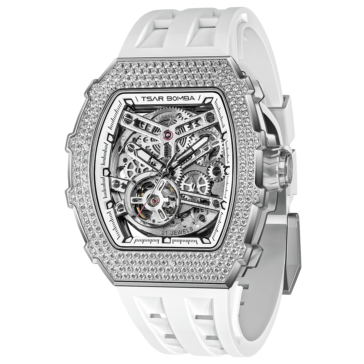 Tsar Bomba Elemental Skeleton 43mm Silver Skeleton Dial Men's Watch TB8208D-11