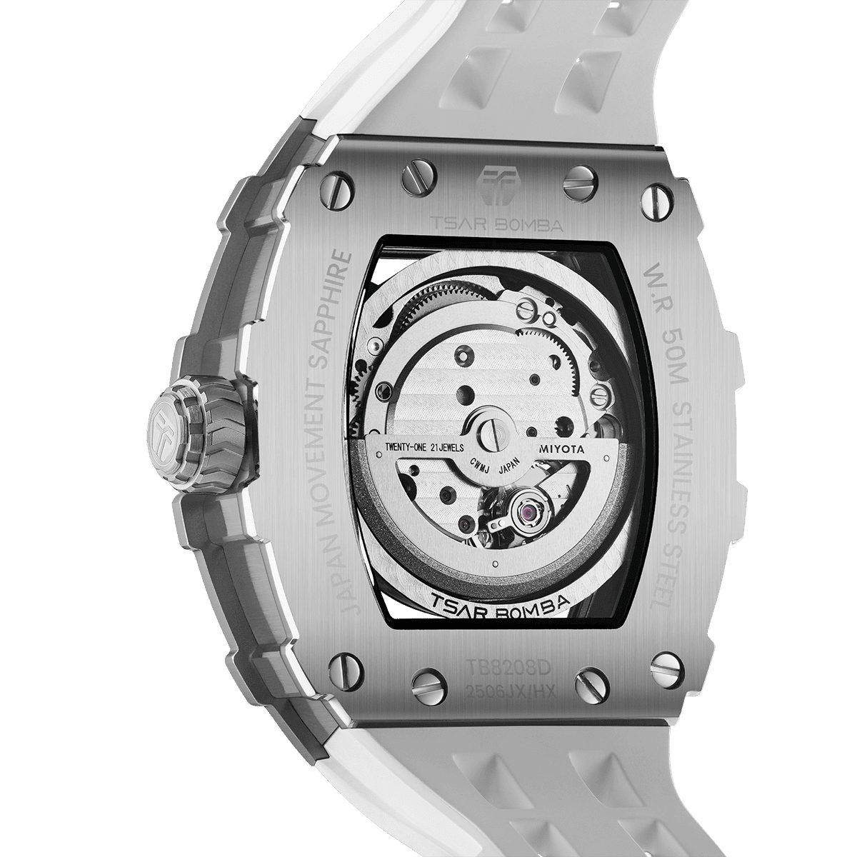Tsar Bomba Elemental Skeleton 43mm Silver Skeleton Dial Men's Watch TB8208D-11