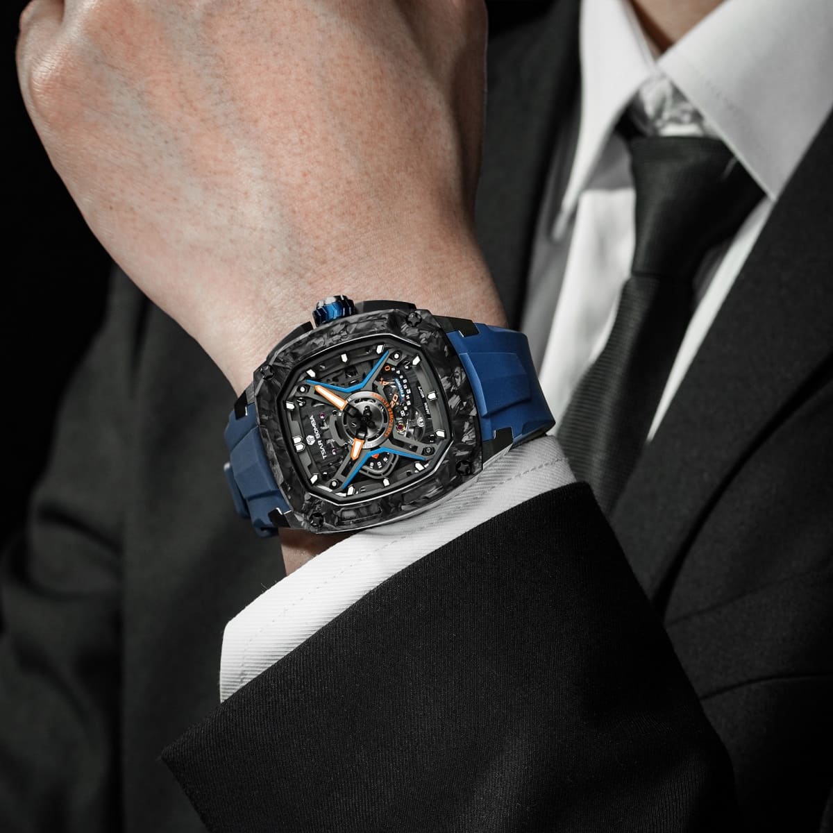 Tsar Bomba Dark Matter 5 43mm Blue Skeleton Dial Men's Watch TB8605-02