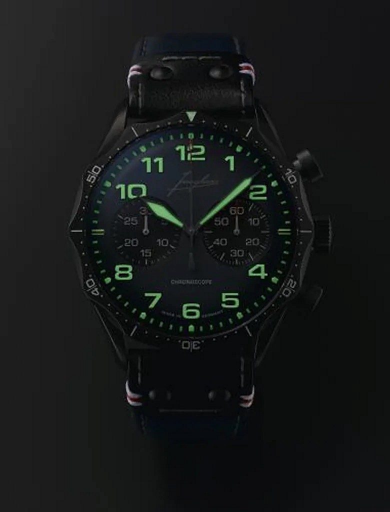 Junghans Pilot Chronoscope 43.3mm Green Dial Men's Watch 27/3492.00
