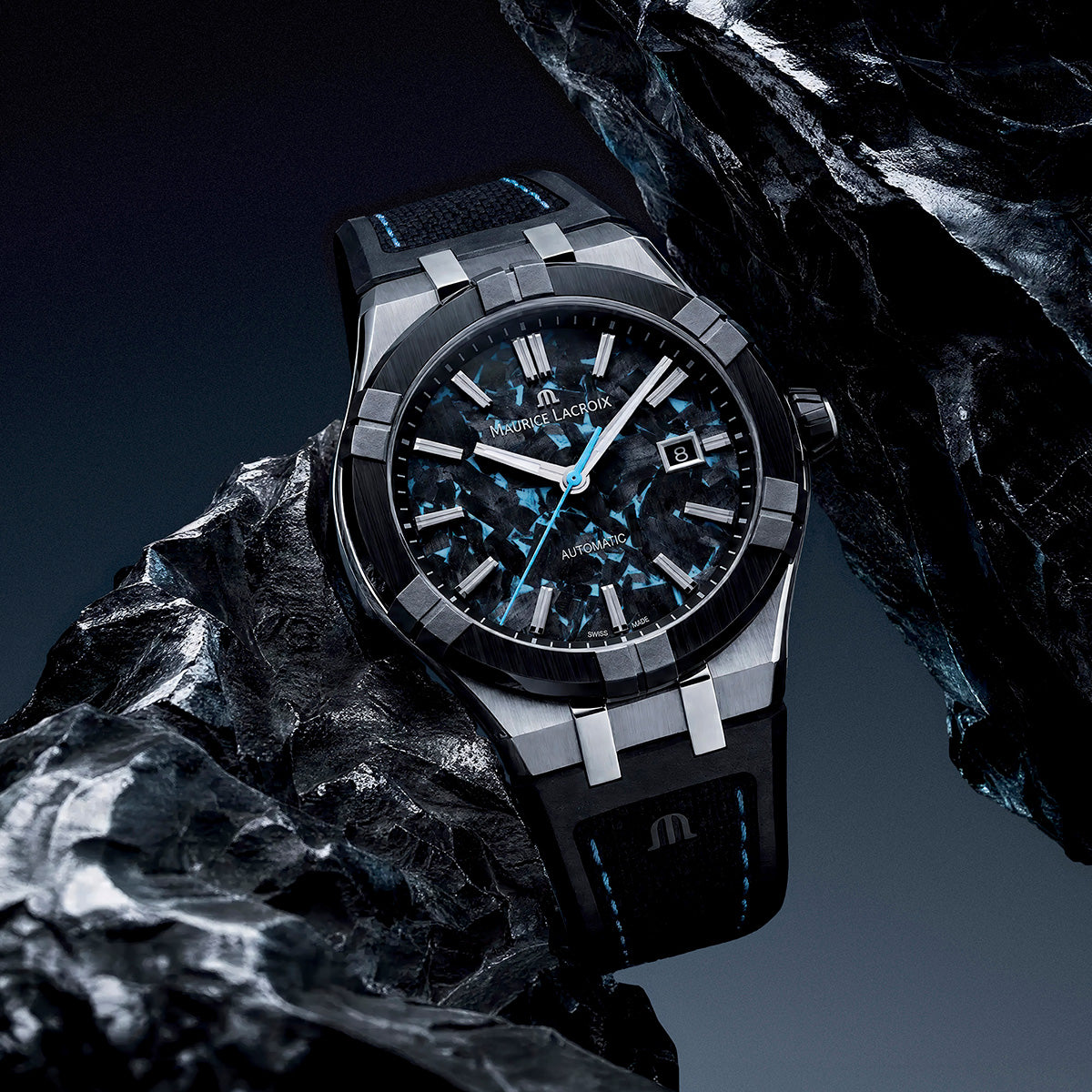 Maurice Lacroix Aikon-IC Frozen Carbon 43mm Blue Dial Men's Watch AC6008-SSL20-430-2