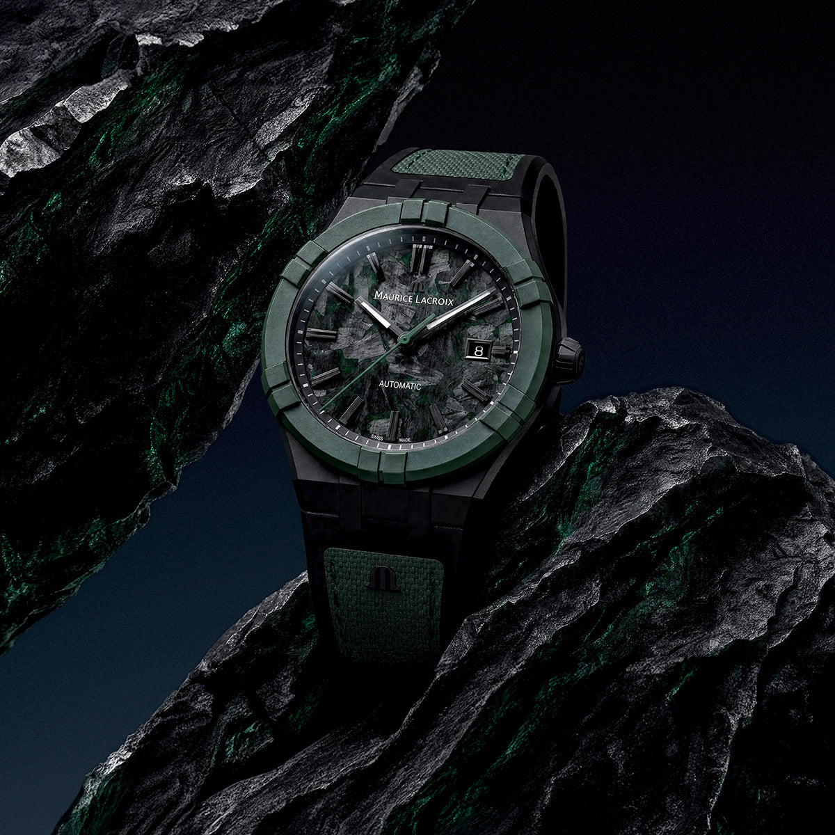 Maurice Lacroix Aikon-IC Frozen Carbon 43mm Green Dial Men's Watch AC6008-TTL50-630-2
