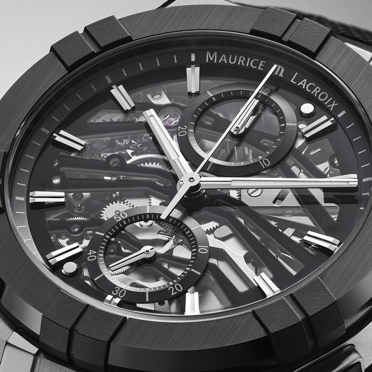 Maurice Lacroix AIKONIC Automatic Chronograph Skeleton 43mm Sapphire Dial Men's Watch AC8018-SSL20-030-2