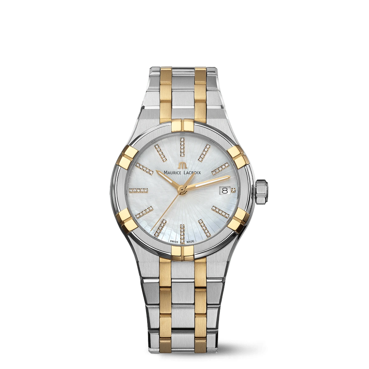 Maurice Lacroix AIKON Quartz Date 35mm White Mother of Pearl Dial Women's Watch AI1106-PVP02-170-1