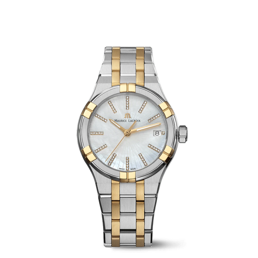 Maurice Lacroix AIKON Quartz Date 35mm White Mother of Pearl Dial Women's Watch AI1106-PVP02-170-1