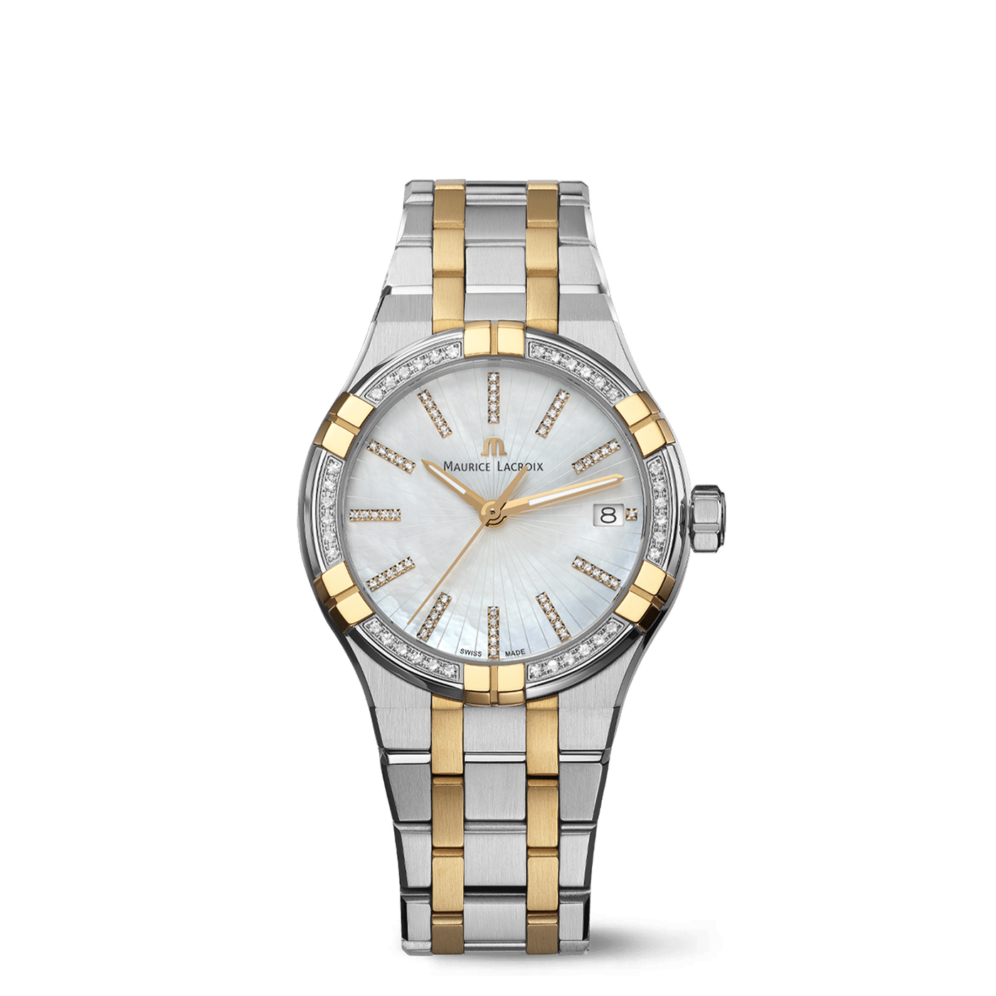 Maurice Lacroix AIKON 35mm Quartz Date Diamonds Women's Watch AI1106-PVPD2-170-1