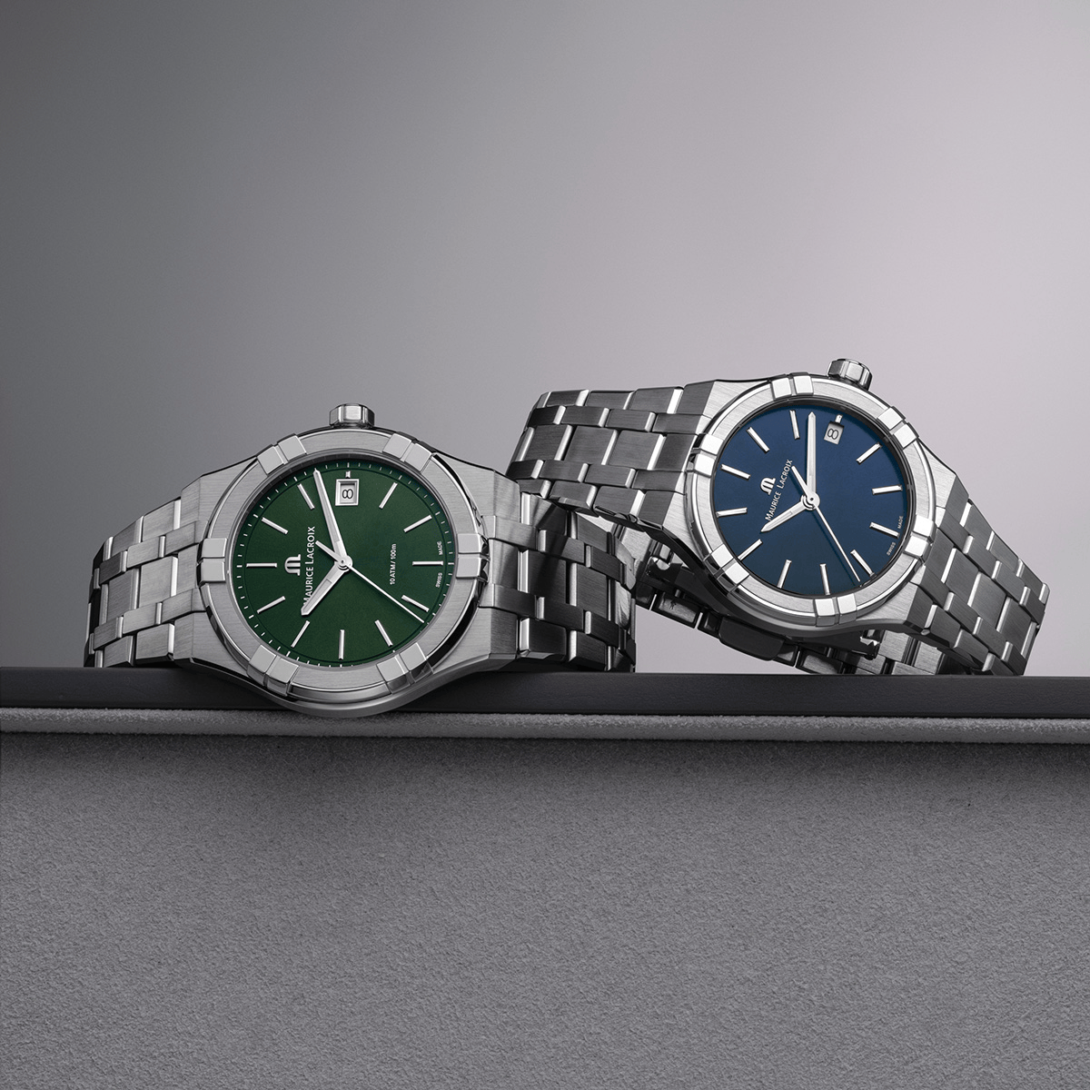 Maurice Lacroix AIKON Quartz Date 40mm Green Dial Men's Watch AI1108-SS002-630-1
