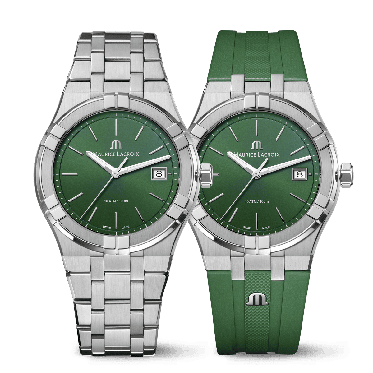 Maurice Lacroix AIKON Quartz Date 40mm Green Dial Men's Watch AI1108-SS00F-630-D