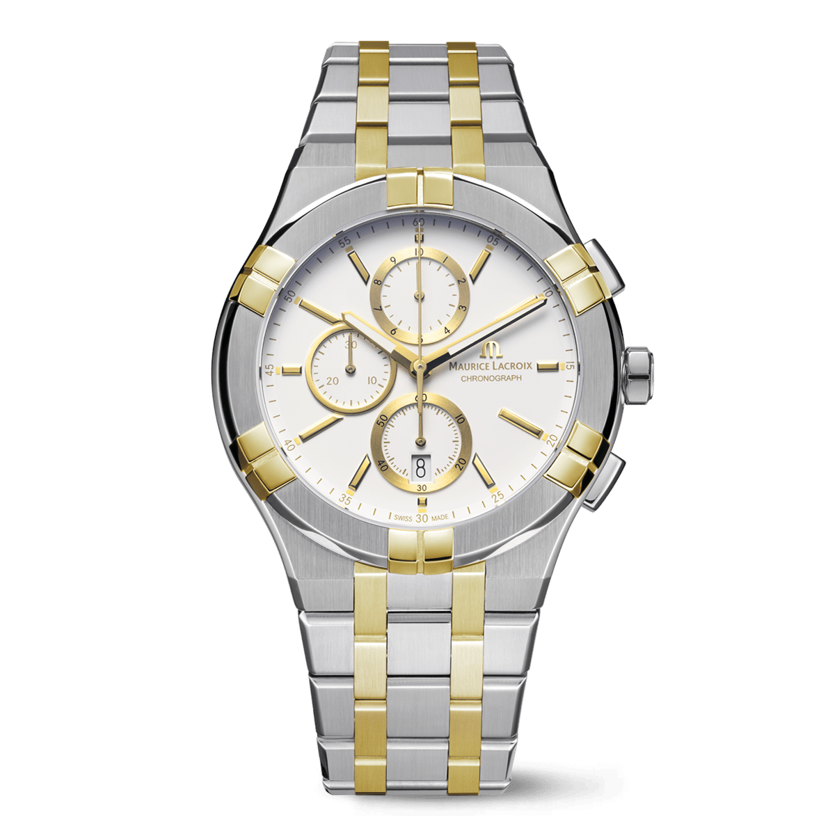 Maurice Lacroix AIKON Quartz Chronograph Duotone 42mm White Dial Men's Watch AI1118-PVY03-130-1
