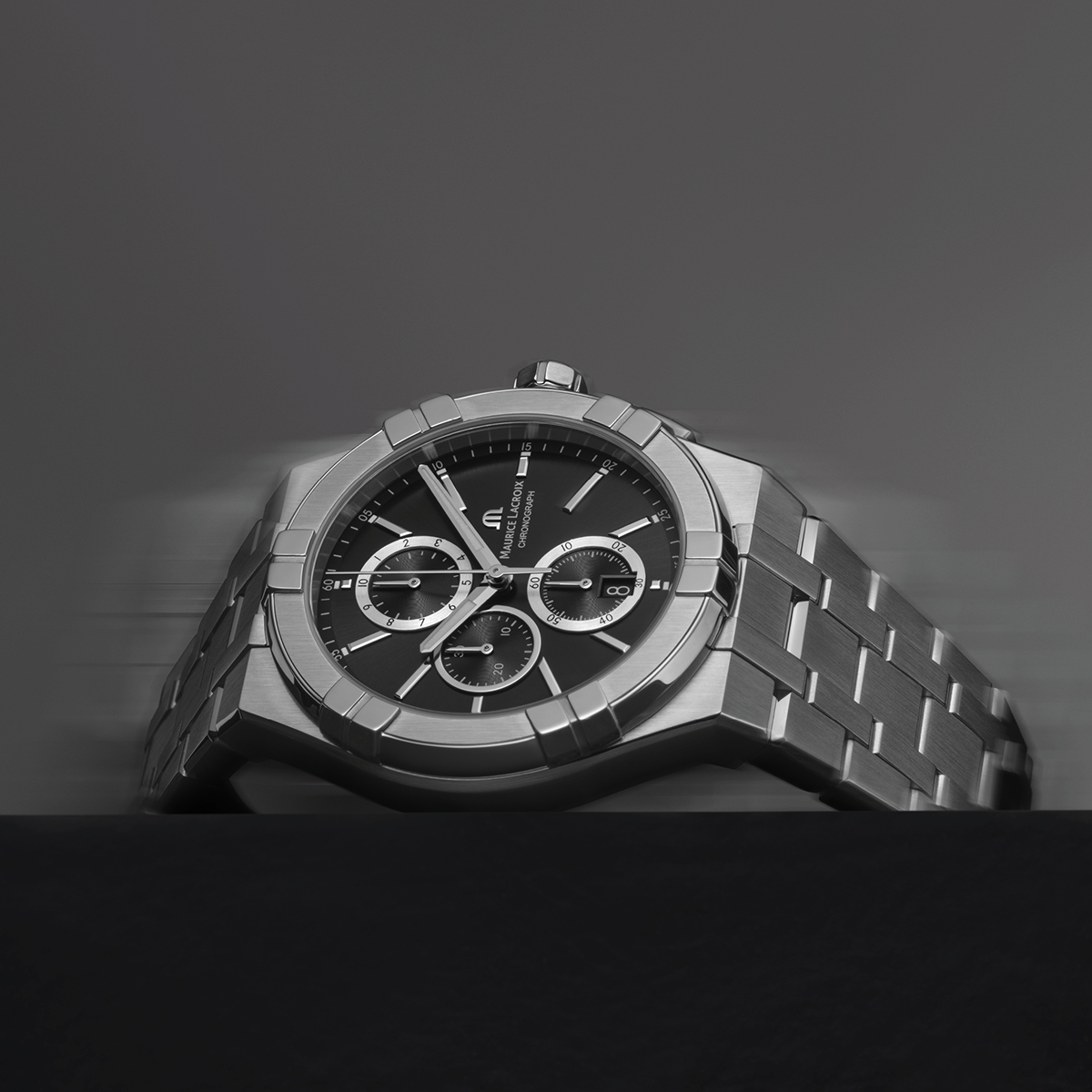 Maurice Lacroix AIKON Quartz Chronograph 42mm Black Dial Men's Watch AI1118-SS002-330-1