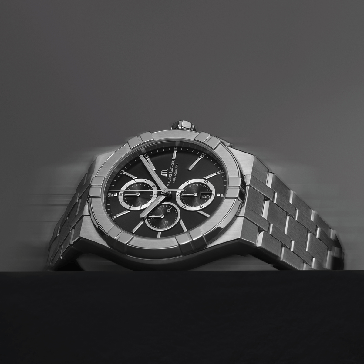 Maurice Lacroix AIKON Quartz Chronograph 42mm Black Dial Men's Watch AI1118-SS002-330-1