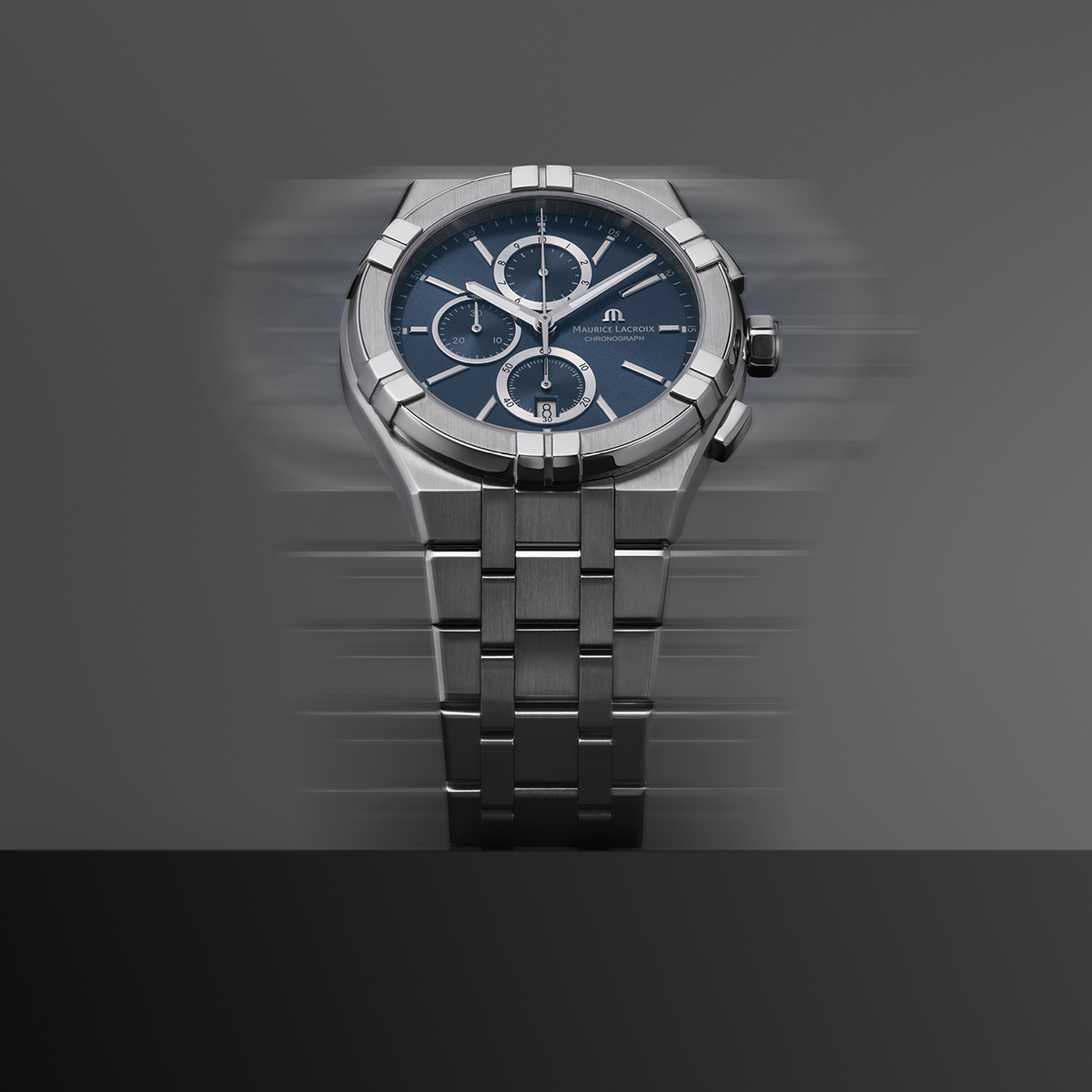 Maurice Lacroix AIKON Quartz Chronograph 42mm Dark Blue Dial Men's Watch AI1118-SS002-430-1