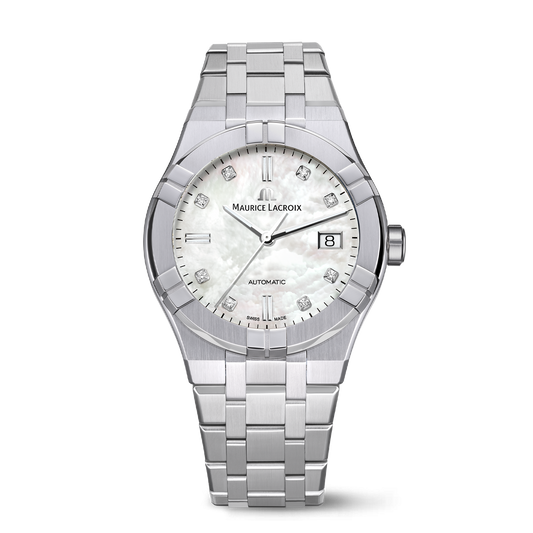 Maurice Lacroix AIKON Automatic Date 39mm White Mother of Pearl Dial Men's Watch AI6007-SS002-170-1