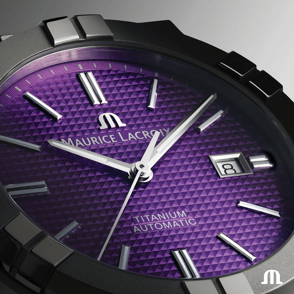 Maurice Lacroix AIKON Automatic Titanium 42mm Purple Dial Men's Watch AI6008-TT032-430-1