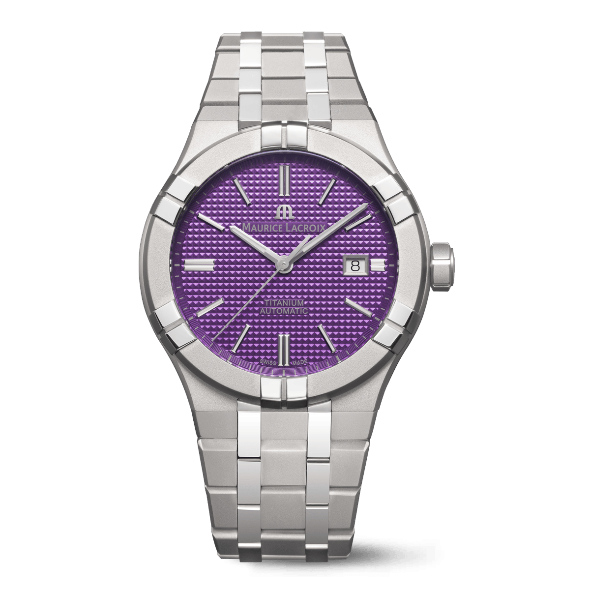 Maurice Lacroix AIKON Automatic Titanium 42mm Purple Dial Men's Watch AI6008-TT032-430-1