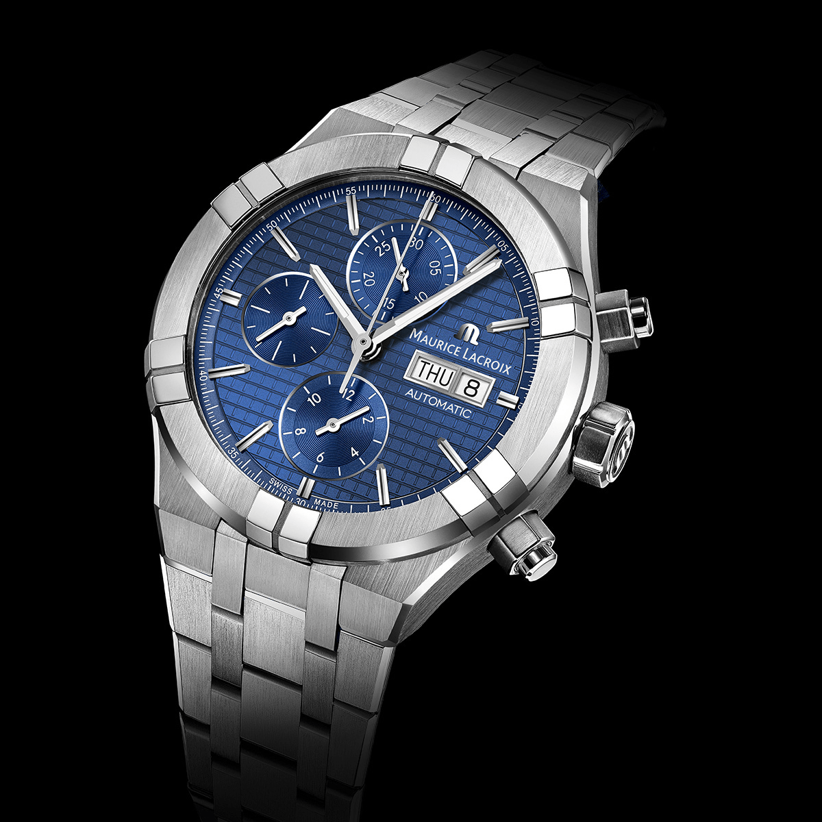 Maurice Lacroix AIKON Automatic Chronograph 44mm Blue Dial Men's Watch AI6038-SS002-430-1