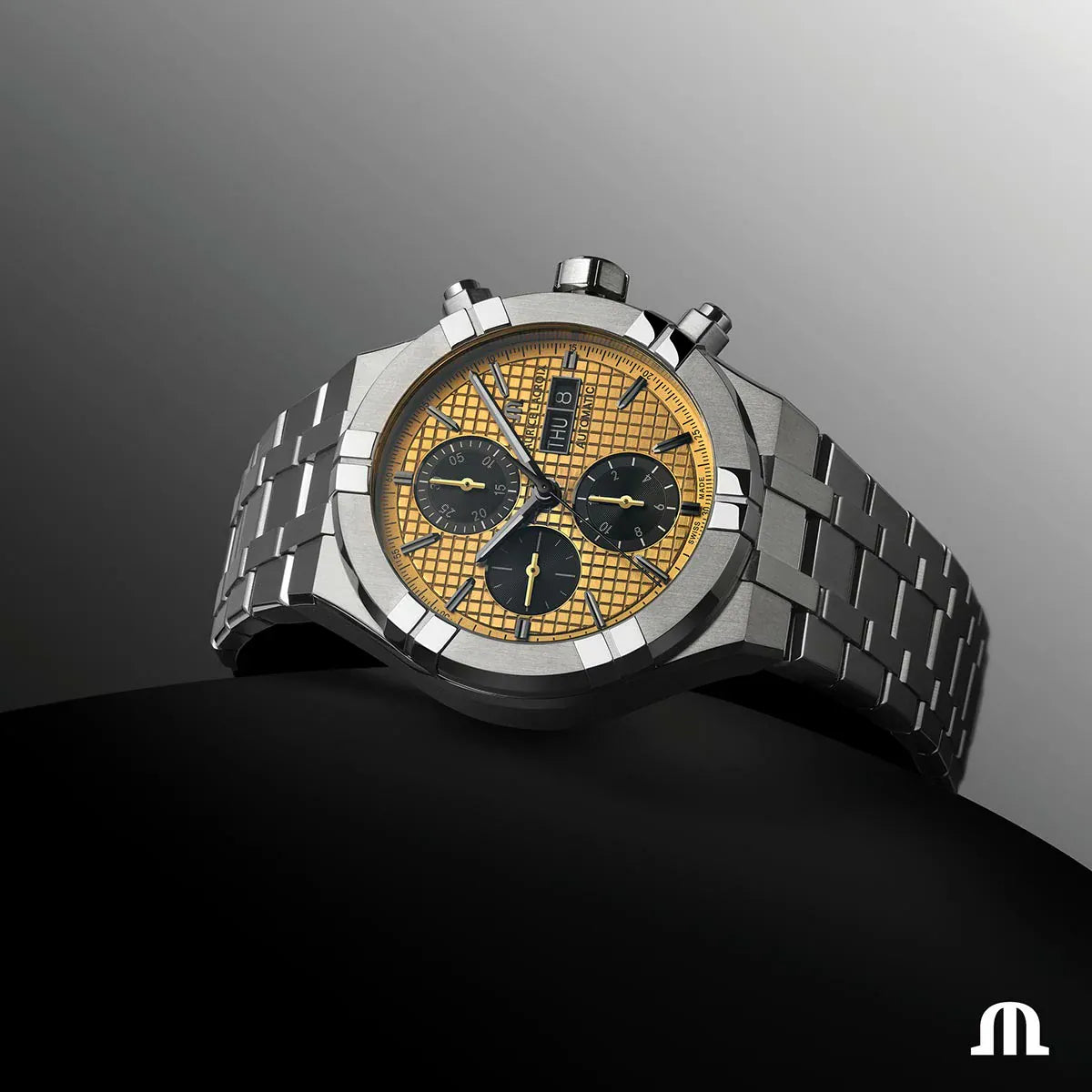 Maurice Lacroix AIKON Automatic Titanium Chronograph 44mm Gold Dial Men's Watch AI6038-TT032-530-1
