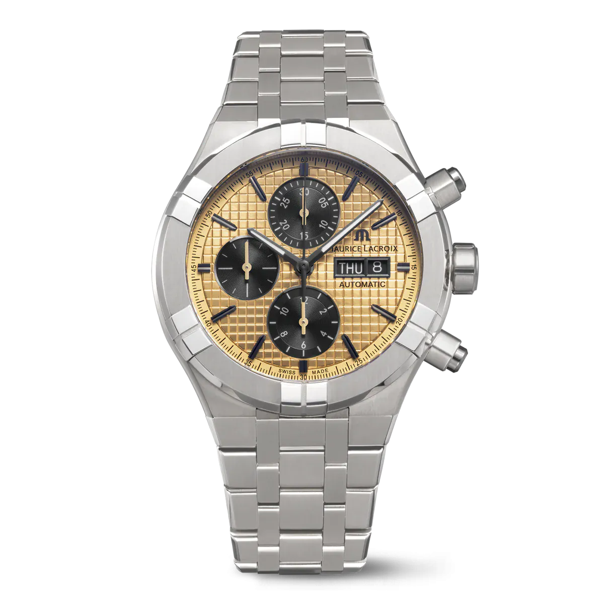 Maurice Lacroix AIKON Automatic Titanium Chronograph 44mm Gold Dial Men's Watch AI6038-TT032-530-1