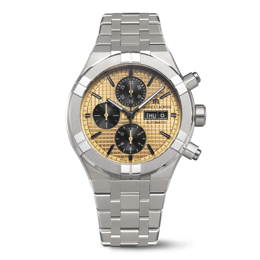 Maurice Lacroix AIKON Automatic Titanium Chronograph 44mm Gold Dial Men's Watch AI6038-TT032-530-1
