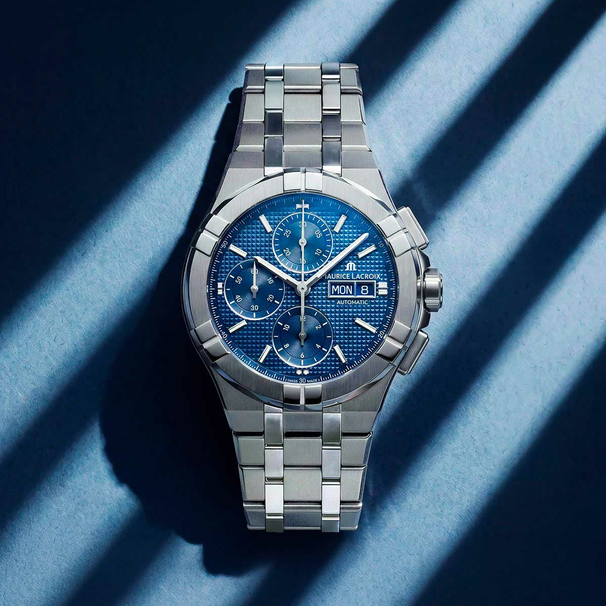 Maurice Lacroix AIKON Automatic Chronograph 42mm Blue Dial Men's Watch AI6218-SS002-430-1