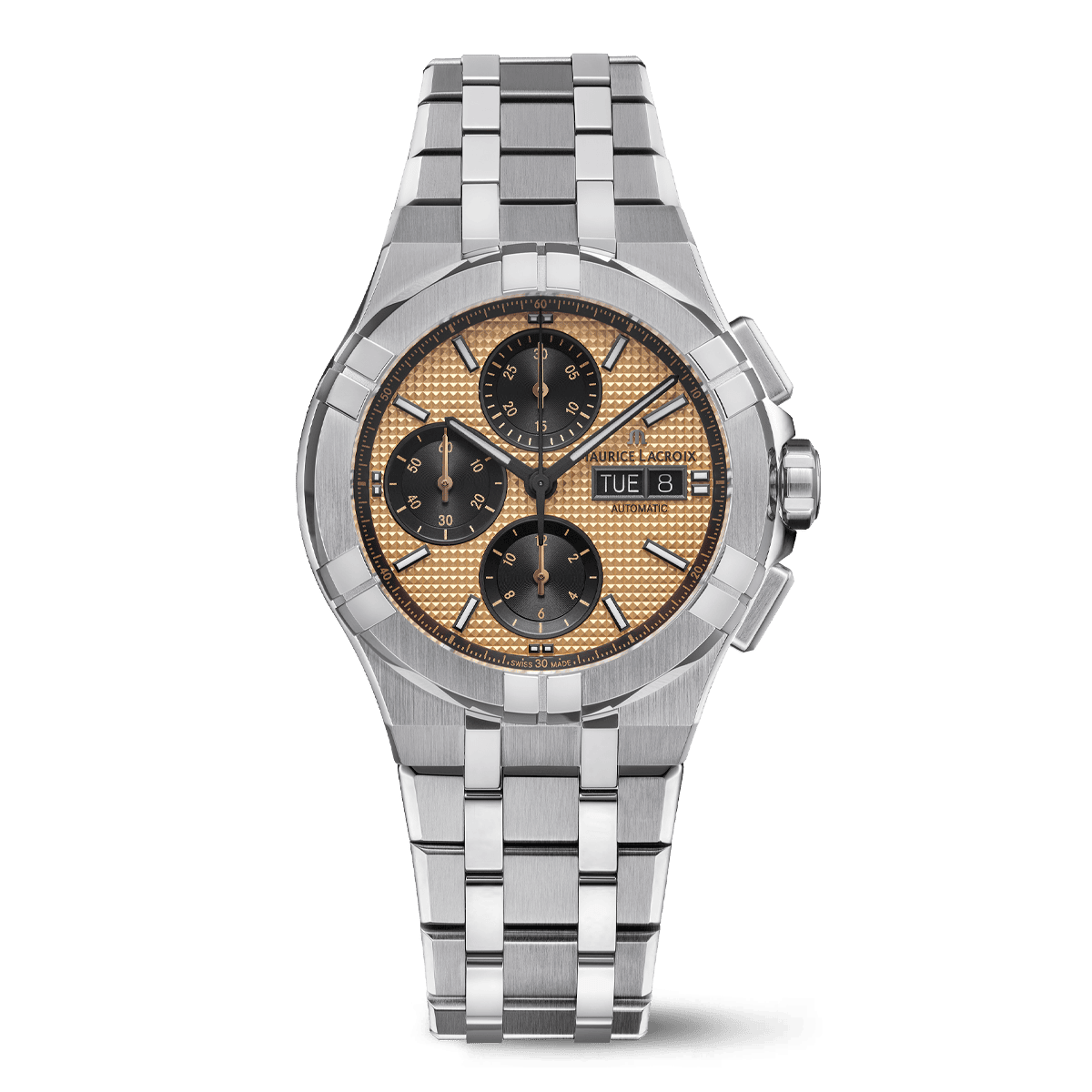 Maurice Lacroix AIKON Automatic Chronograph 42mm Gold Dial Men's Watch AI6218-SS002-530-1