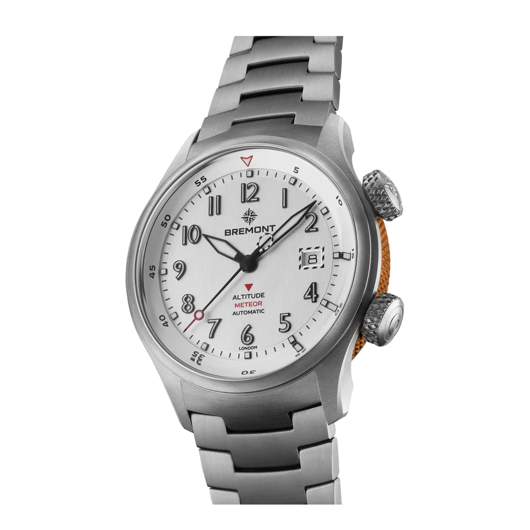 Bremont Altitude MB Meteor Orange Barrel 42mm Brushed Silver Dial Men's Watch ALT42-MT-TI-SIOR-B