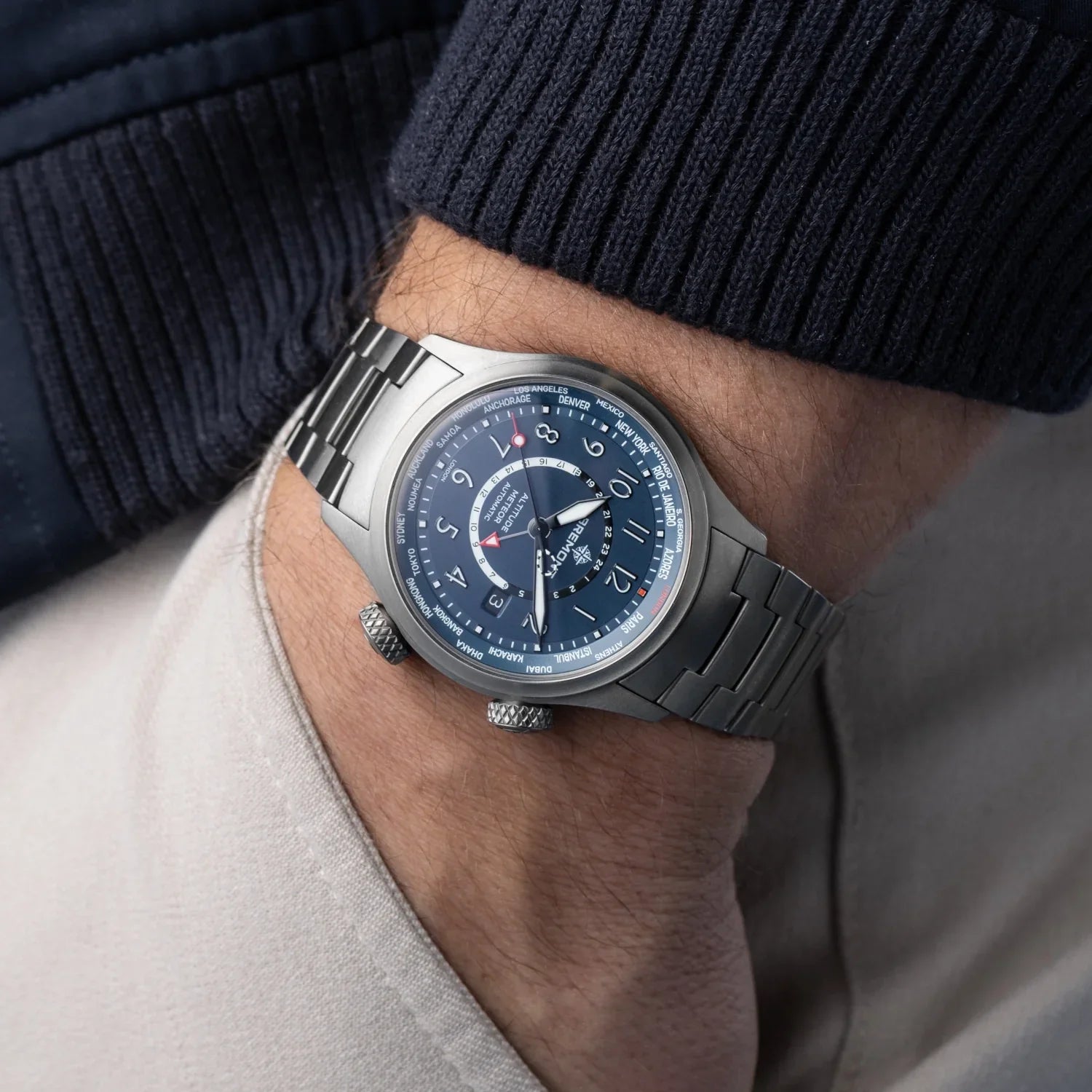 Bremont Altitude MB Meteor Time Zones 42mm Air Force Blue Dial Men's Watch ALT42-MT-Z-TI-BLBL-B