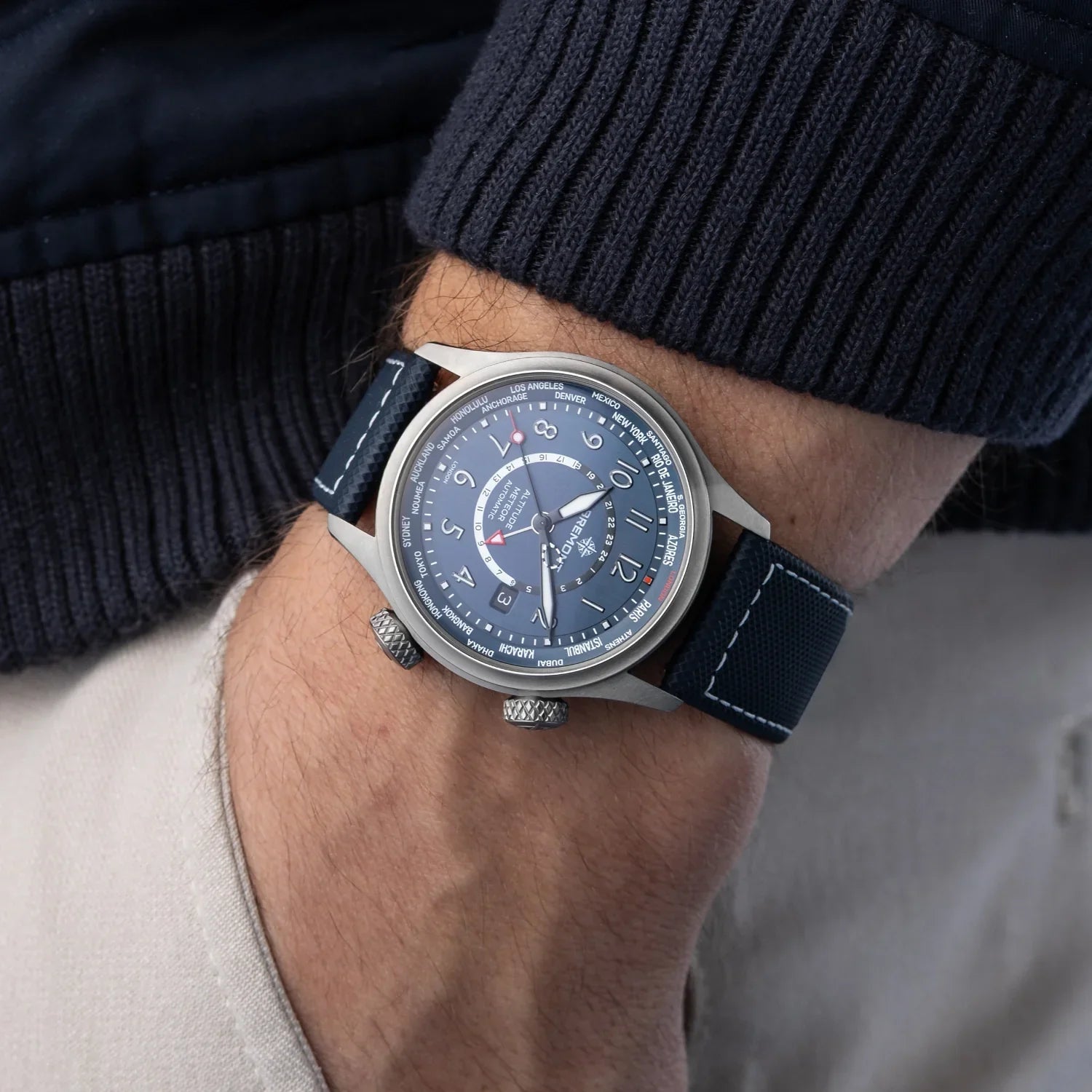 Bremont Altitude MB Meteor Time Zones 42mm Air Force Blue Dial Men's Watch ALT42-MT-Z-TI-BLBL-L-S