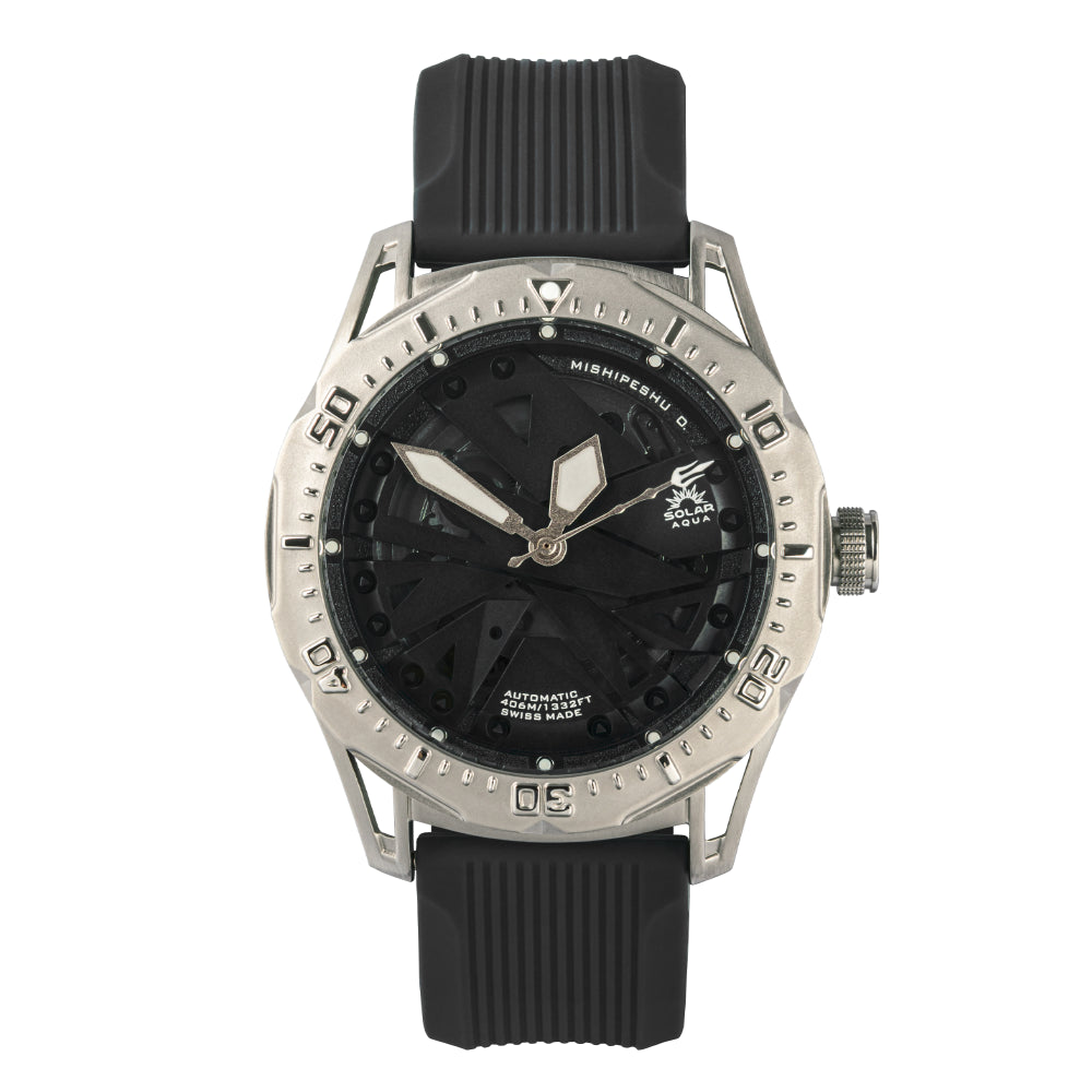 SOLAR AQUA Mishipeshu O. Black Modern 40mm Black Dial Men's Watch SA0050.0021