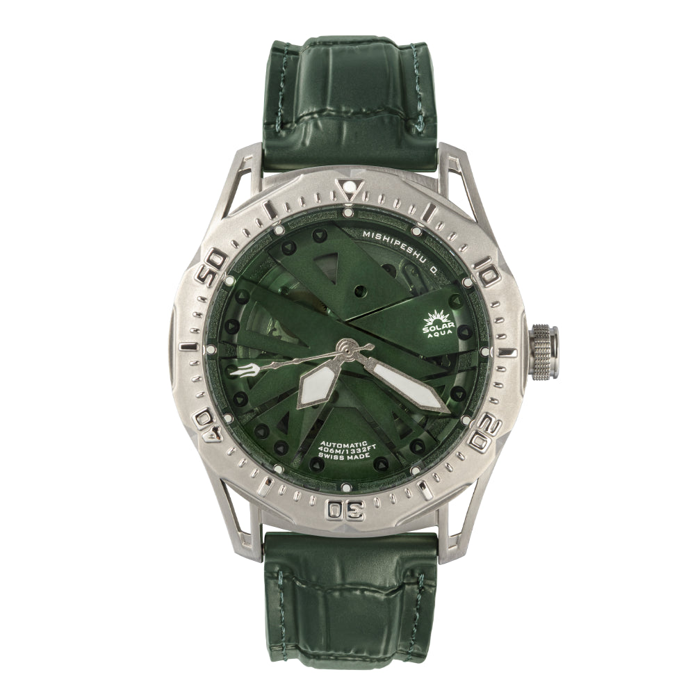 SOLAR AQUA Mishipeshu O. Green Croco 40mm Green Dial Men's Watch SA0050.0023.C