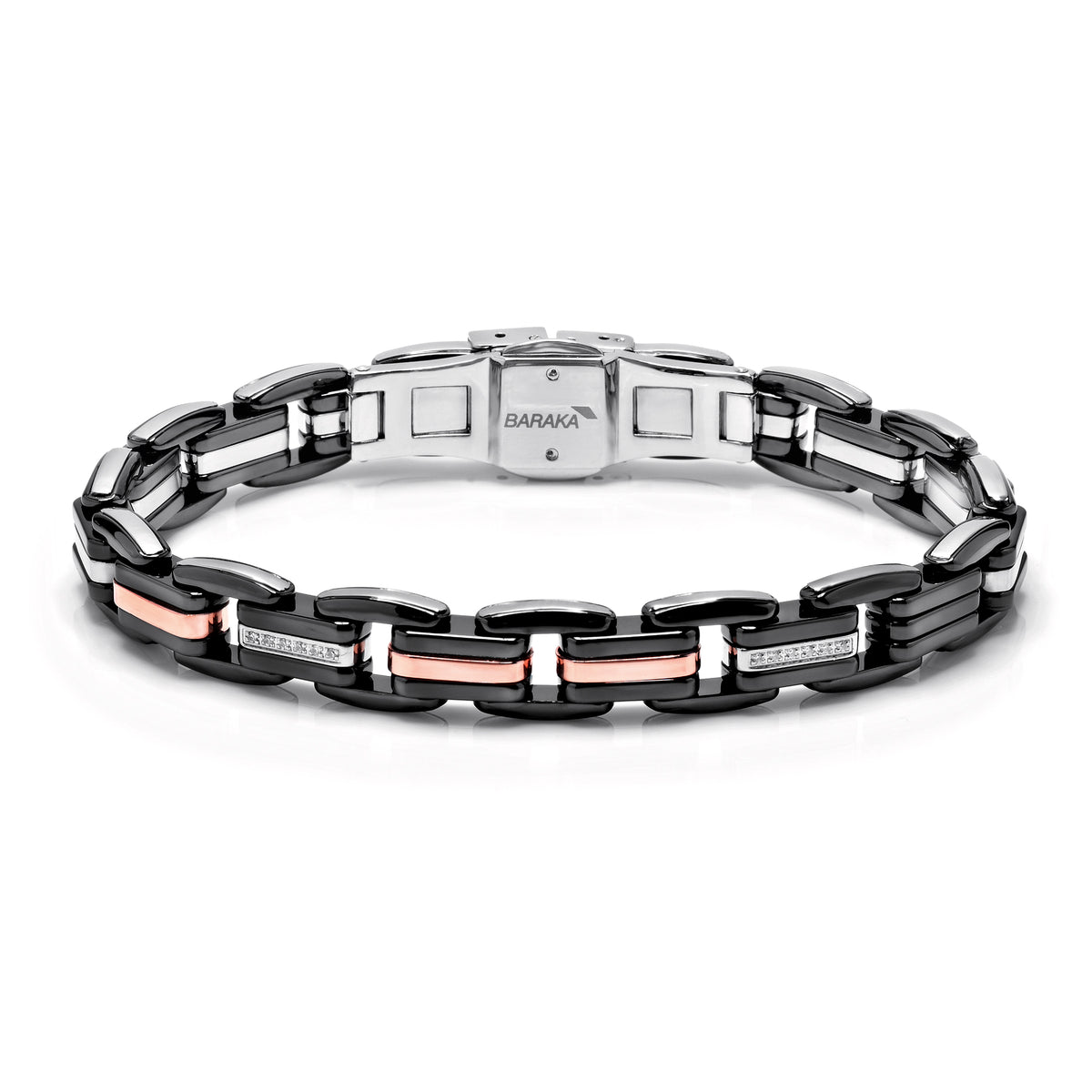 Baraka Men's 18K Rose Gold & Black Ceramic Bracelet with Black Diamonds