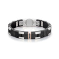 Baraka Men's 18K Rose Gold, Silver & Rubber Bracelet with Black Diamonds
