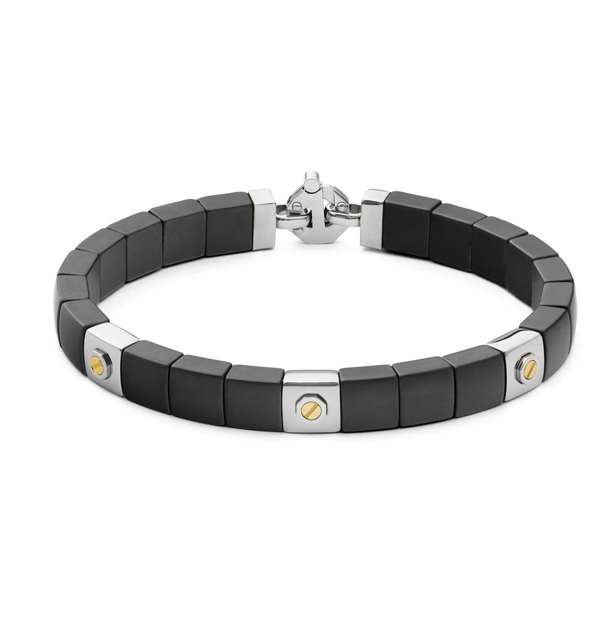 Baraka 18K yellow gold black ceramic diamond bracelet BR382011GICN
