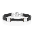 Baraka Men's 18K Rose Gold & Steel Cable Bracelet with Black Diamonds