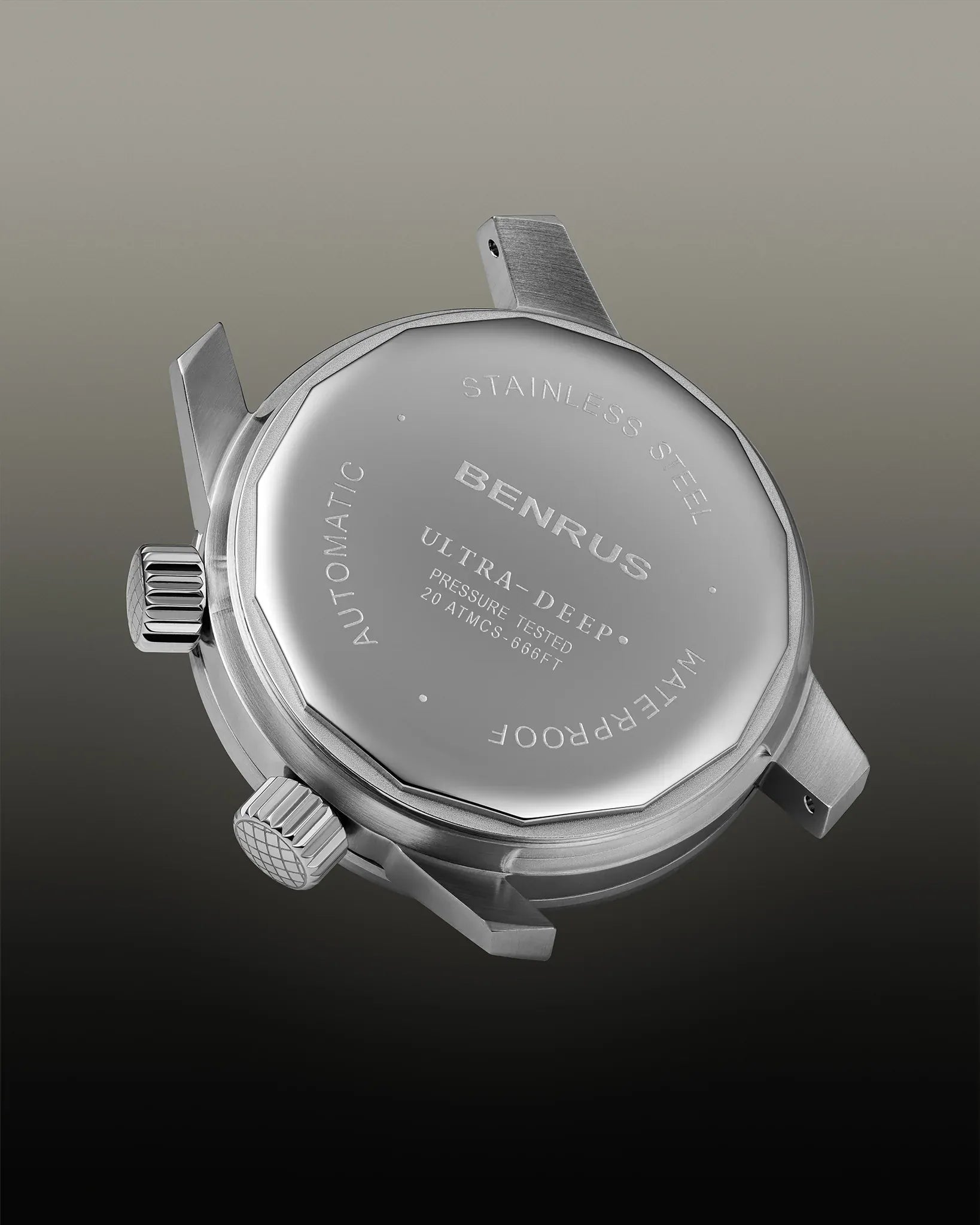 Benrus Ultra-Deep 36.5mm Black Dial Men's Watch UD-SA-BK-SS