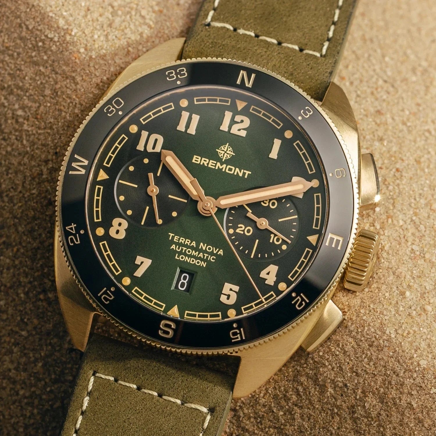 Bremont Terra Nova 42.5mm Chronograph Bronze Green Dial Men's Watch TN42-CHR-BZ-GN-L-S