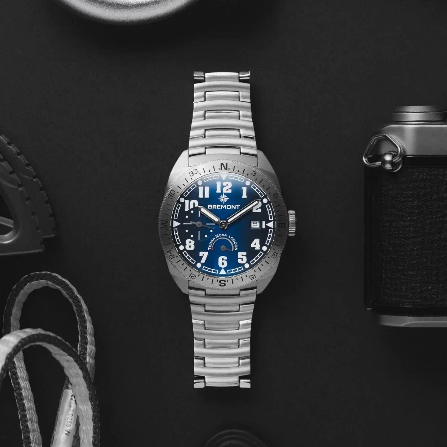 Bremont Terra Nova 40.5mm Turning Bezel Power Reserve Blue Dial Men's Watch TN40-PWR-SS-BL-B