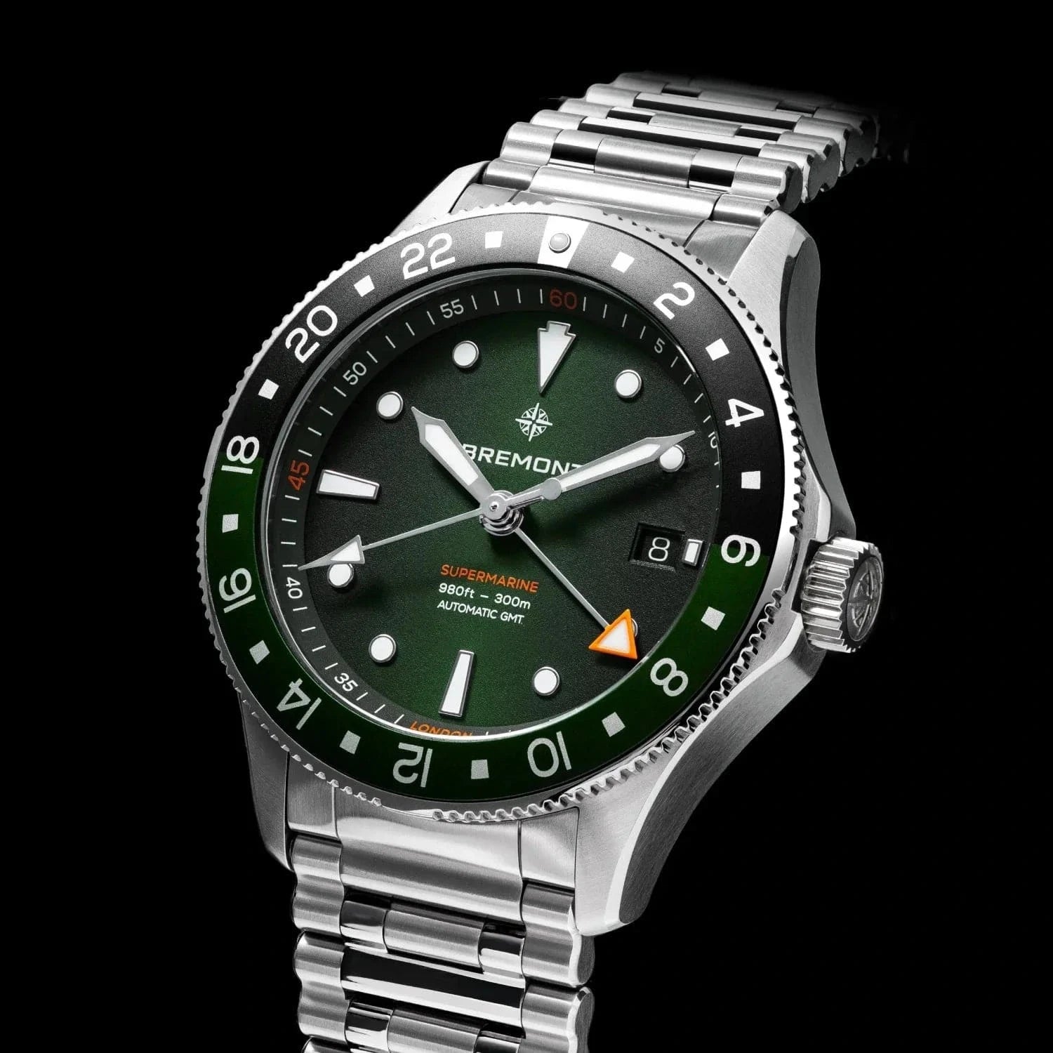 Bremont Supermarine 300M GMT, 'Tundra' Green 40mm Green Dial Men's Watch SM40-GMT-SS-GNBK-B