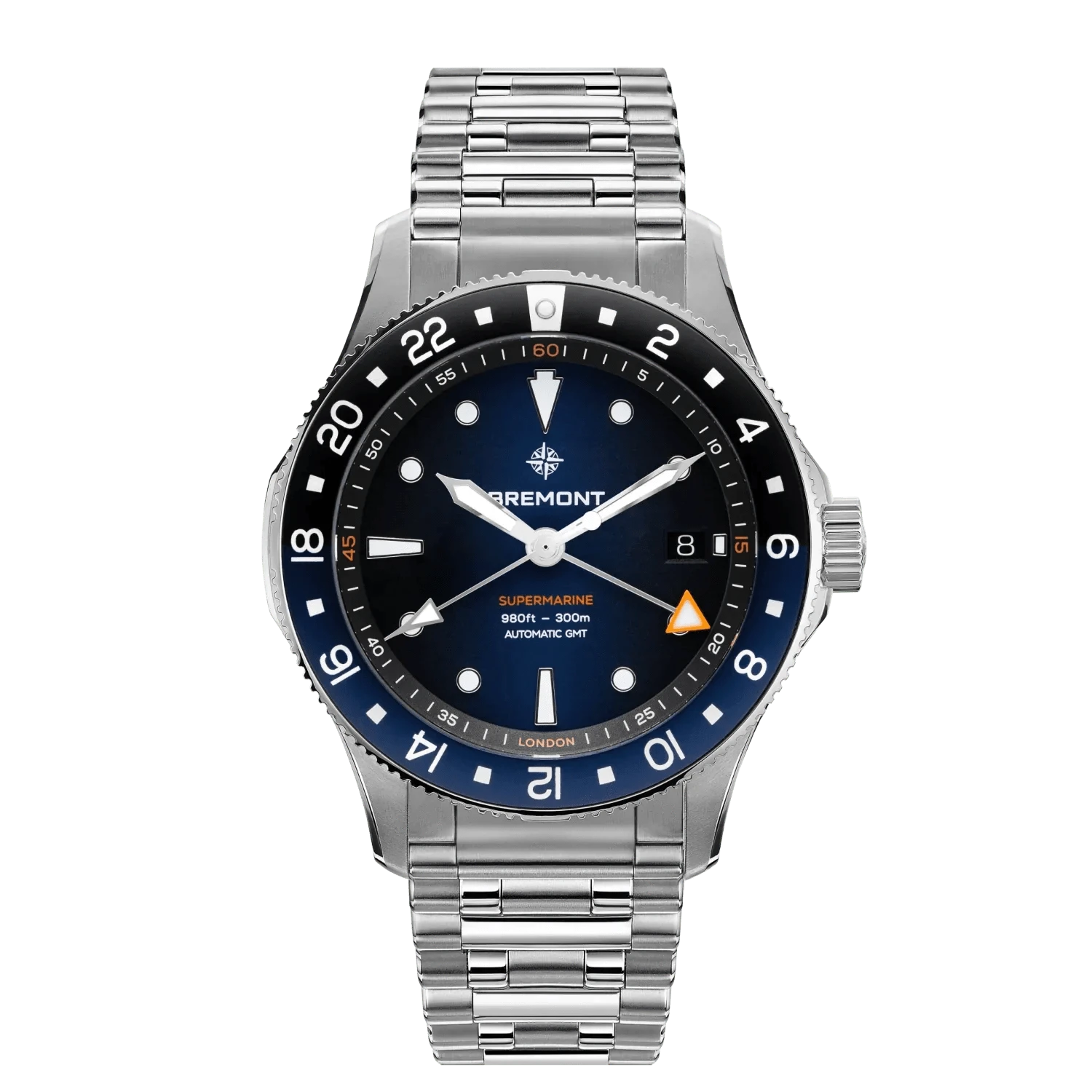 Bremont Supermarine 300M GMT, 'Glacier' Blue 40mm Blue Dial Men's Watch SM40-GMT-SS-BLBK-B