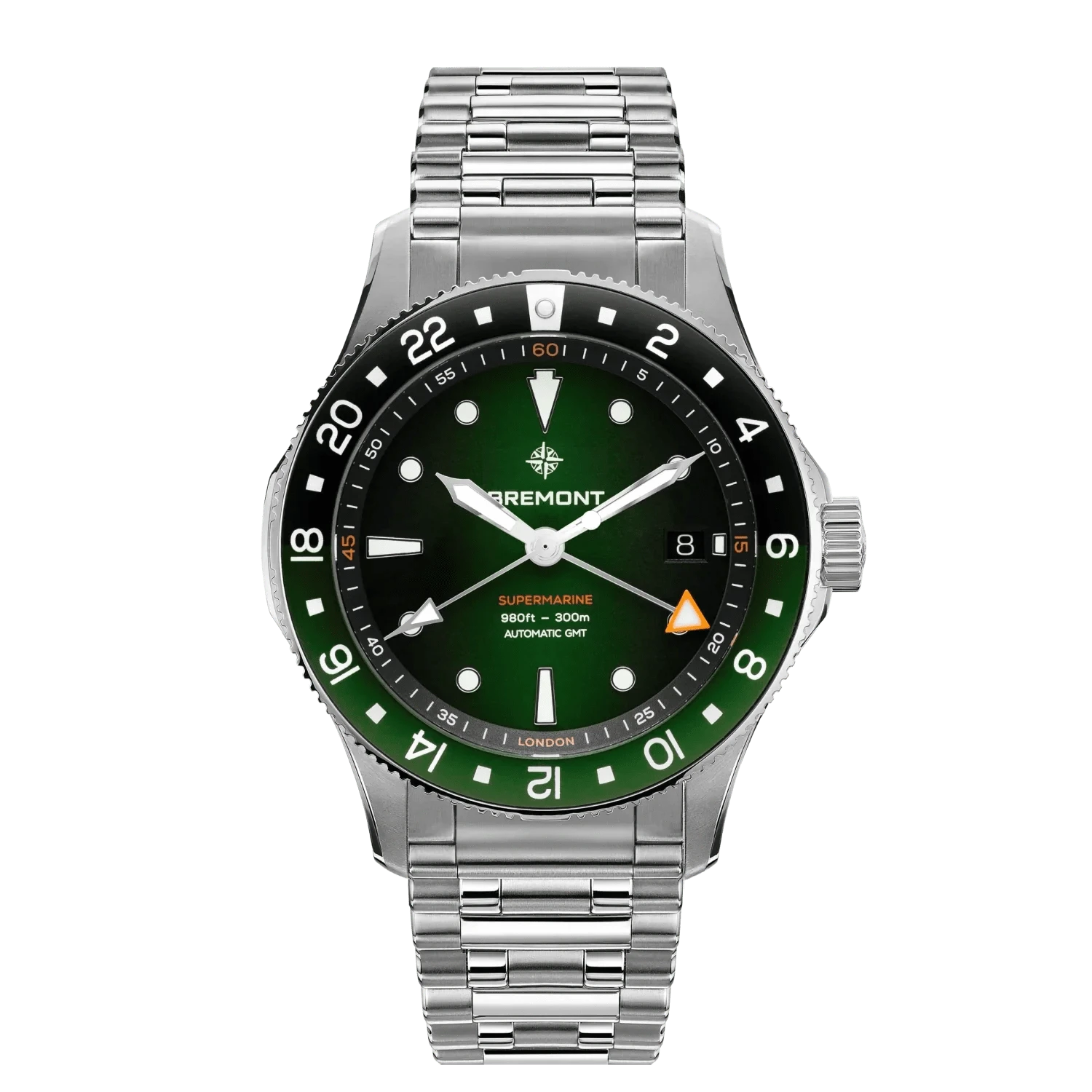 Bremont Supermarine 300M GMT, 'Tundra' Green 40mm Green Dial Men's Watch SM40-GMT-SS-GNBK-B