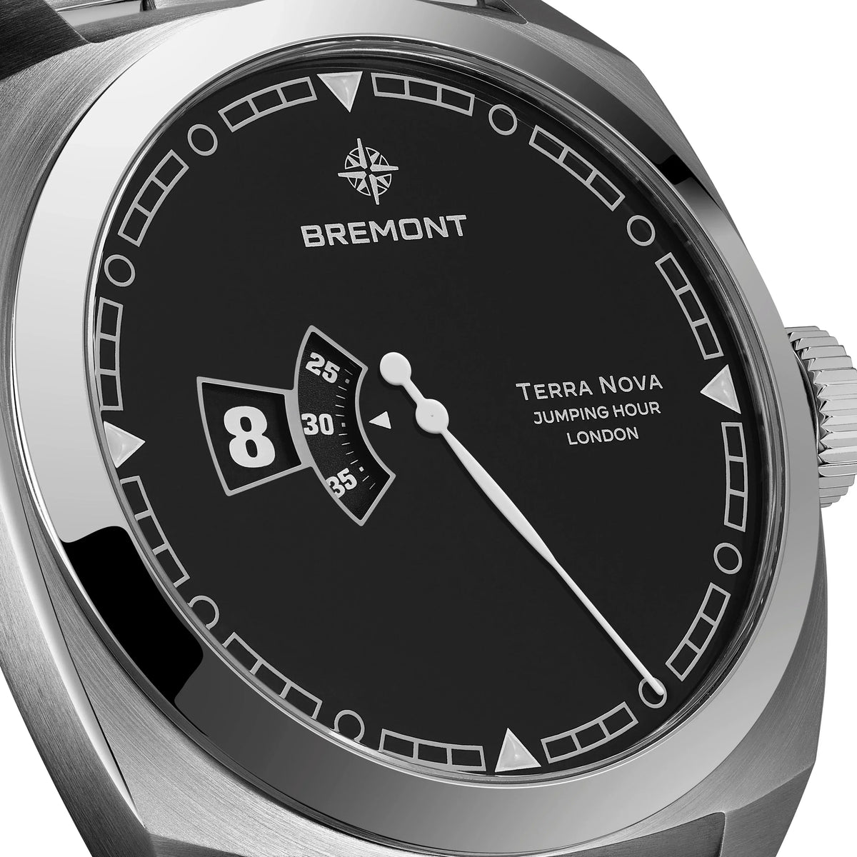 Bremont Terra Nova 40.5mm Jumping Hour Black Lacquered Dial Men's Watch TN40-JH-SS-BK-L-S