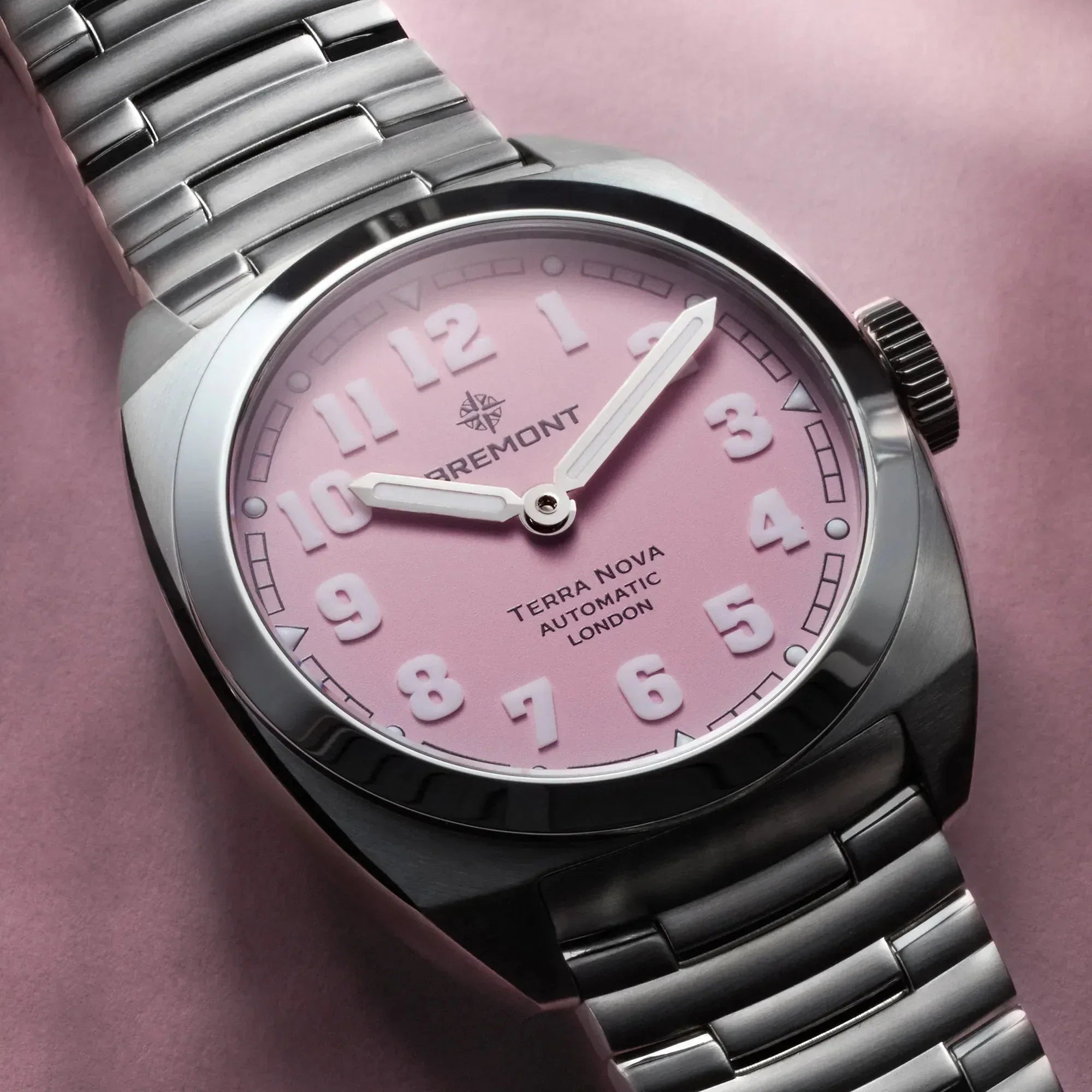 Bremont Terra Nova 38mm Pink Dial Men's Watch TN38-ND-SS-PK-B