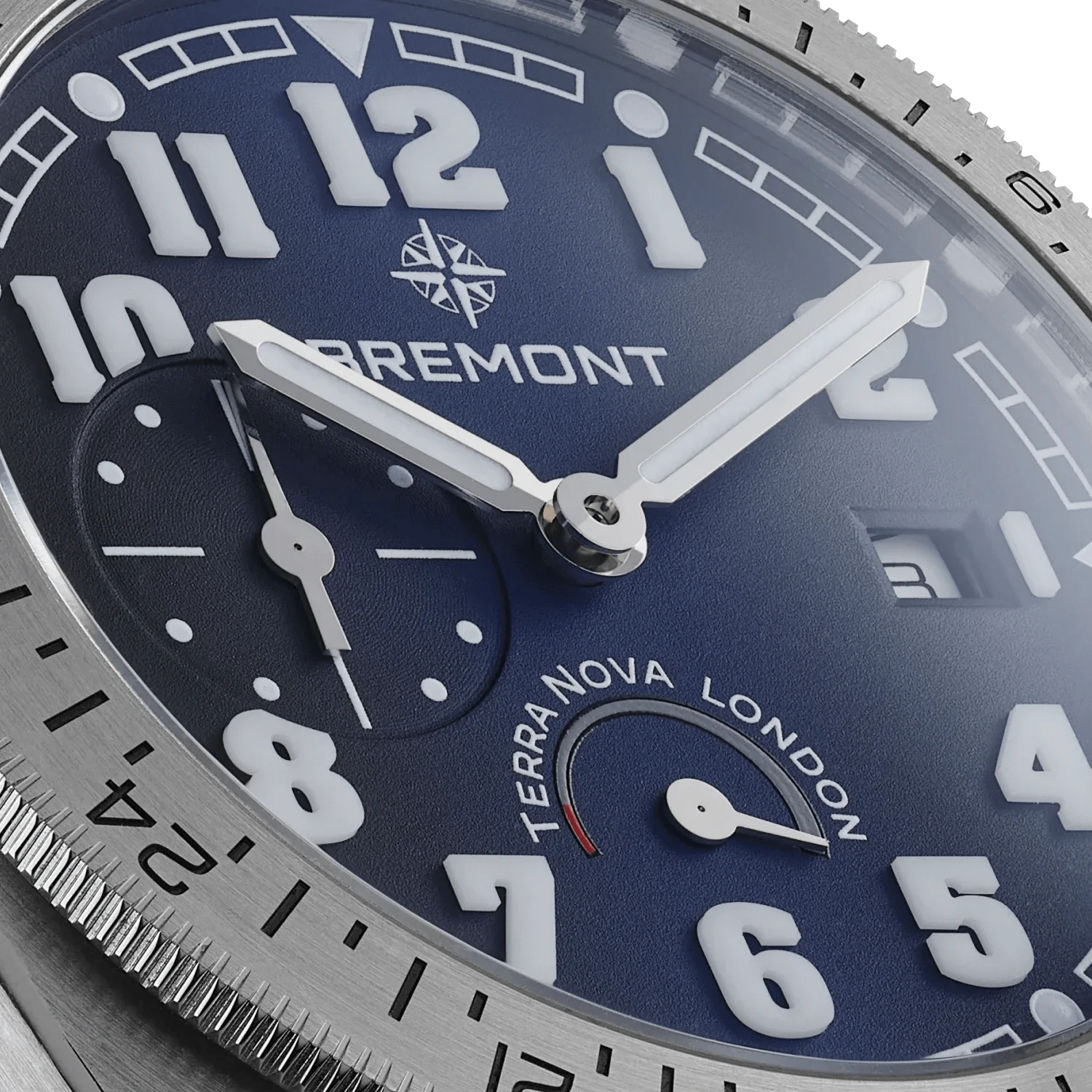 Bremont Terra Nova 40.5mm Turning Bezel Power Reserve Blue Dial Men's Watch TN40-PWR-SS-BL-L-S