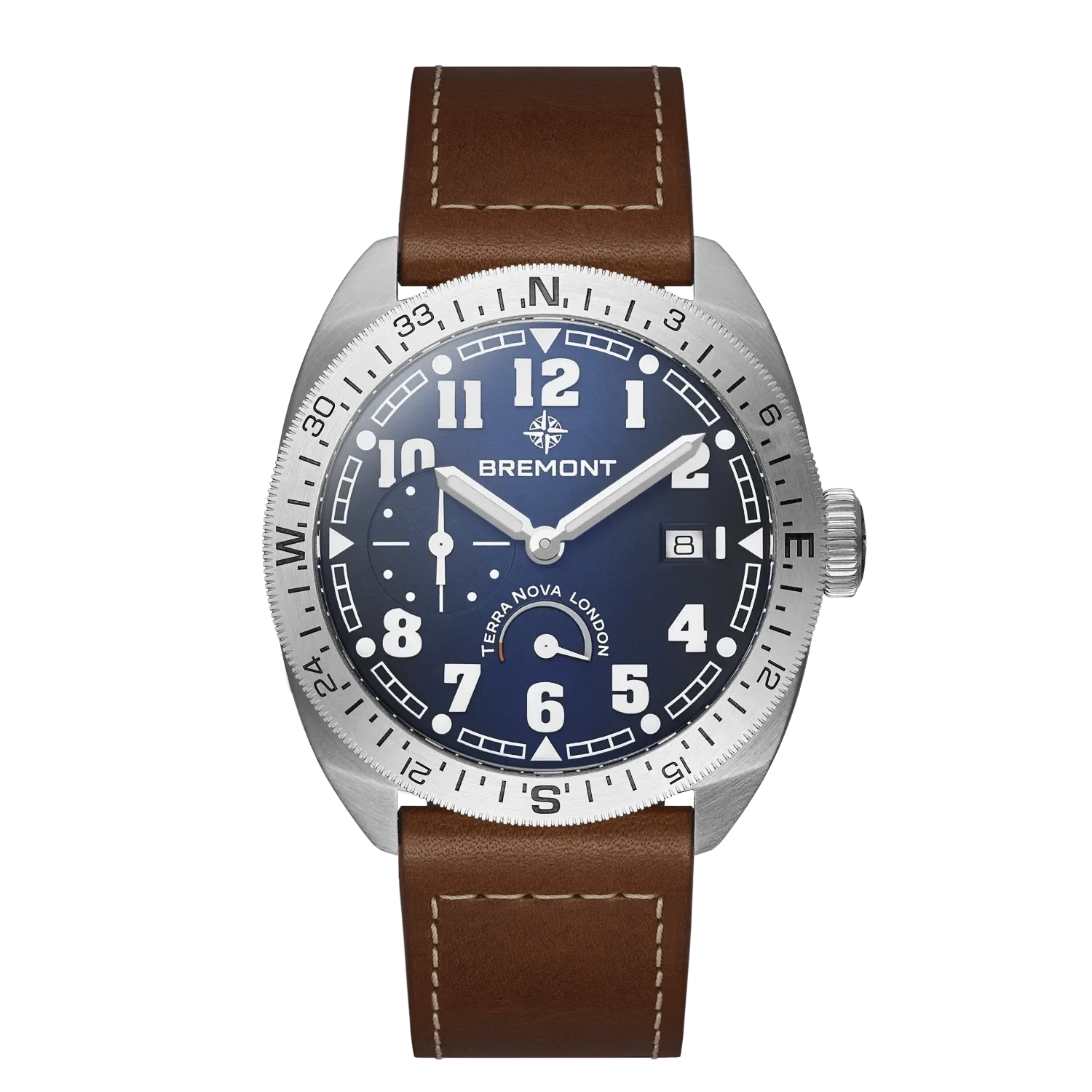 Bremont Terra Nova 40.5mm Turning Bezel Power Reserve Blue Dial Men's Watch TN40-PWR-SS-BL-L-S