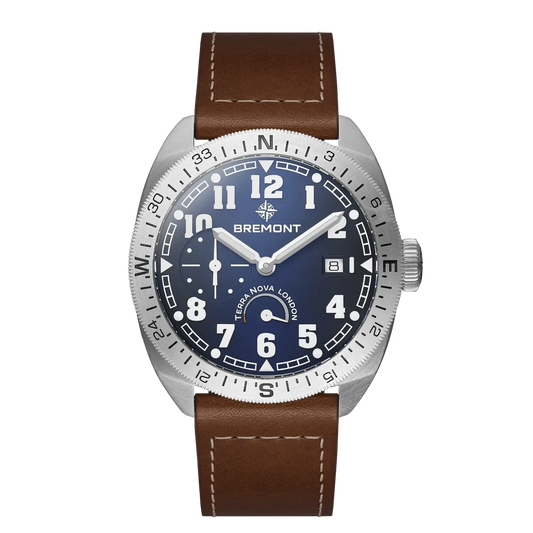 Bremont Terra Nova 40.5mm Turning Bezel Power Reserve Blue Dial Men's Watch TN40-PWR-SS-BL-L-S