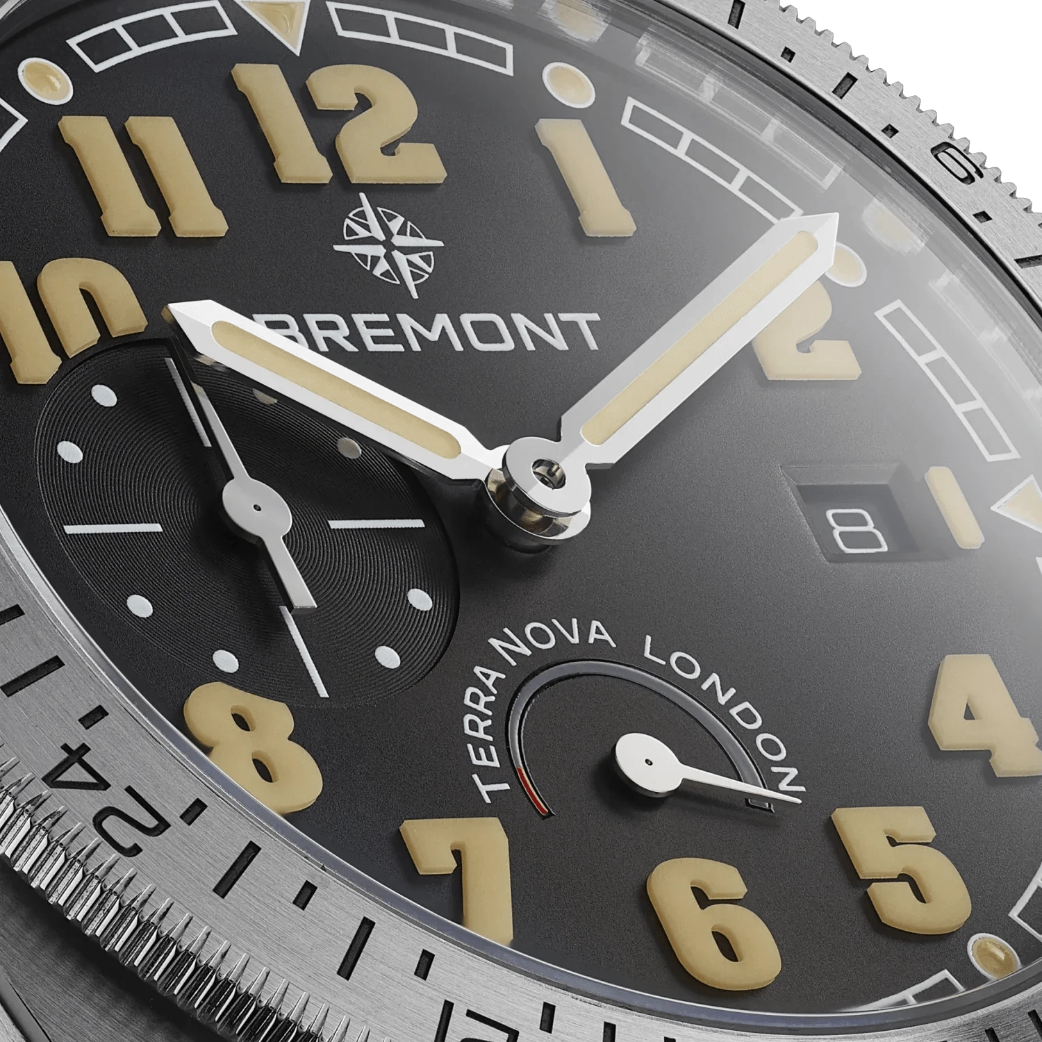 Bremont Terra Nova 40.5mm Turning Bezel Power Reserve Black Dial Men's Watch TN40-PWR-SS-BK-B