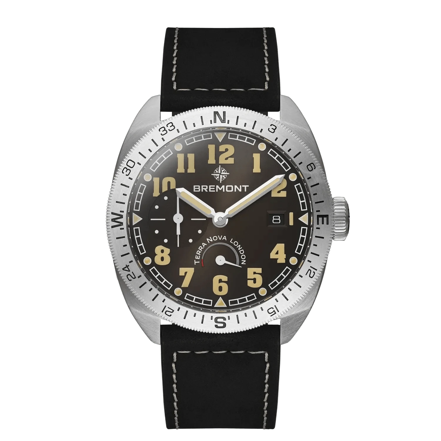 Bremont Terra Nova 40.5mm Turning Bezel Power Reserve Black Dial Men's Watch TN40-PWR-SS-BK-L-S
