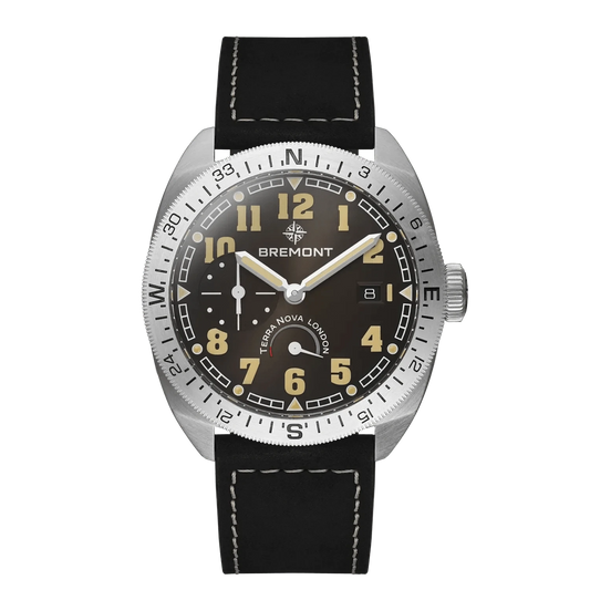 Bremont Terra Nova 40.5mm Turning Bezel Power Reserve Black Dial Men's Watch TN40-PWR-SS-BK-L-S